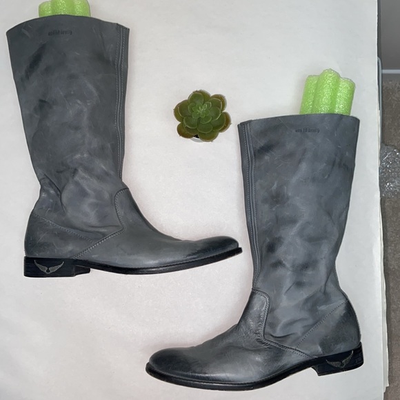 Zadig and Voltaire leather moto boots size 38, gorgeous blue leather - Picture 10 of 11